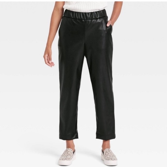 A New Day High-Rise Faux Leather Tapered Ankle Pull-On Pants - Black - Picture 1 of 9